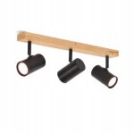 Nettlife spot de plafond noir 3 lampes - spots de plafond en bois gu10 vintage rtro plafonnier en mtal ...