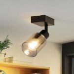 Nettlife spot de plafond vintage 1 flamme : plafonnier rtro noir lampe de plafond industrielle e14