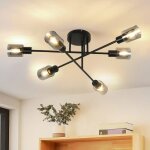 Nettlife spot de plafond vintage 6 flammes : lampe de salon industrielle plafonnier noir salon lustre ...