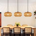 Suspension - nettlife - 3 t�tes - rotin (osier) - noir - �71 cm