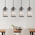 Lampe suspendue - nettlife - suspension 4 flammes (table � manger) - noir - m�tal & verre - e27