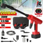 Nettoyeur haute pression sans fil 6 en 1 - 200 bar 21v portable pour voiture jardin & terrasse
