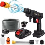Nettoyeur haute pression sans fil max. 30 bar / 435 psi avec 2 x 21v 1500 ma batteries multi - jet hydro ...