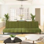 New clic clac convertiblecanap - lit  2 places vert clair velours - 200x845x69 cm - 648913