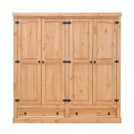 New mexico armoire 4 tiroirs avec 2 tiroirs largeur 194 cm hauteur 195 cm d�lav� / cir�.