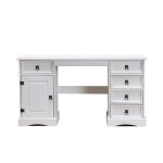 New mexico bureau largeur 141 cm hauteur 76 cm avec 5 tiroirs et 1 porte blanc / ciré. New mexico bureau largeur 141 cm hauteur 76 cm avec 5 tiroirs et 1 porte blanc / ciré.