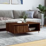 New table basse bar contemporaine ch�ne marron 90x60x35 cm bois ding�nierie 44841