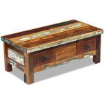 New table basse bar contemporaine � tiroirs bois de r�cup�ration 90x45x35 cm 32606