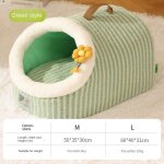 Niche pour chat chauffante semi - ferme portable ins couleur verte taille m