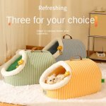 Niche pour chat chauffante semi - ouverte portable en ins style jaune taille l Niche pour chat chauffante semi - ouverte portable en ins style jaune taille l