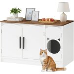 Niche pour chat - hoobro - maison de toilettes - meuble paravent moderne en bois ding�nierie pour liti�re ...