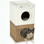 Niche pour chat dint�rieur - pawhut - 3 niveaux - plateau sup�rieur - tonneau � gratter en sisal - 41 ...