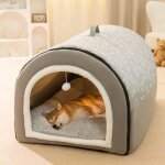 Niche pour chien 2 en 1 avec coussin doux et chaud anti - anxi�t�l:50x40x35cmlit pour animaux non - adh�rent ...