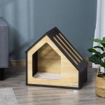 Niches pour chien en bois int�rieur confortable chat petit chien jusqu� 8kg 60x40x59. 2cm avec coussin ...