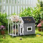 Niche pour chien ext�rieur en bois maison chien ext�rieur avec terrasse porte � lamelles 106 x 625 x ...