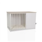 Niche pour chien - hjh living - pawhome xl - blanc / ch�ne - mdf lamin�