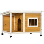 Niche pour chien - pawhut - avec toit ouvrant et fentre - intrieur et extrieur - en bois - 855 x 62 ...