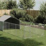 Niche dext�rieur pour chien - vidaxl - acier galvanis� - 6x2x15 m - couverture r�sistante � leau
