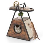 Niche en forme de a pour chat costway armoire cache tagre ouverte  2 niveaux 2 en 1 meuble pour animaux ...