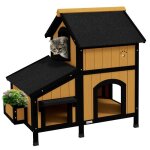Niche maison pour chat en bois de sapin 2 niveaux + jardinière toit asphalte résistant hiver jaune 96x65x85. ... Niche maison pour chat en bois de sapin 2 niveaux + jardinière toit asphalte résistant hiver jaune 96x65x85. ...