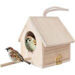 Nichoir oiseaux bois ext�rieur suspendu cabane rouge gorge m�sange diy peinture jardin arbre