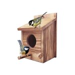 Nichoir oiseaux extrieur msange bois verni cabane suspendue rouge - gorge sauvage jardin durable