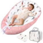Nid dange b�b� 0 - 36 mois : chaise longue de luxe portable avec oreiller - cocon de voyage rose pour ...