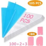 Nifogo poches  douille jetable 100 avec 2 sac  ptisserie silicone rutilisable sacs  douille en plastique ...