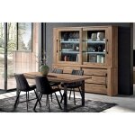 Nilla - ensemble buffet - vaisselier + table 170cm aspect bois