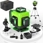 Niveau laser 16 lignes 4 x 360 autonivelant niveau laser avec trepied batterie rechargeable avec support ...