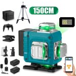 Niveau laser 16 lignes 4x 360 en croix faisceau bleu + trpied 150cm - hgline - 2x 3ah batteries