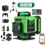Niveau laser 16 lignes 4x 360 en croix faisceau vert + trpied 150cm - hgline - 2x 6ah batteries