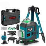Niveau laser 4d 16 lignes nivellement automatique avec tlcommande 100cm trpied - onevan - 2x 4ah batteries ...