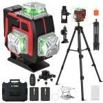 Niveau laser vert 3x360� avec fonction de nivellement automatique 2 * 4800mah chargeur support et �tui ...