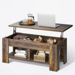 Table basse noblewell 100 x 50 x 43 cm marron plateau relevable 3 compartiments levage pneumatique Table basse noblewell 100 x 50 x 43 cm marron plateau relevable 3 compartiments levage pneumatique