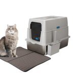 Nobleza bac � liti�re ferm�e en acier inoxydable avec couvercleinclus pelle + tapis pour chats