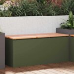?promotion no�l?banc de jardin - banquette int�rieur ext�rieur - vert olive 100x40x43cm acier &fr54393 ...