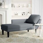 Promotion de no�l fauteuil long - sarazyj - 1 pc - et coussin et accoudoir droit - gris fonc� velours ...