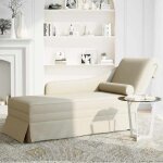 Promotion de no�l fauteuil long - sarazyj - 1 pc - avec traversin et accoudoir droit - cr�me velours ...