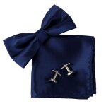 Noeud papillon bleu - marine pochette et boutons de manchette