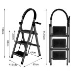 Noir - 104cm escabeau pliant � 3 marches en acier echelle avec poign�e et marchepied antid�rapant capacit� ...