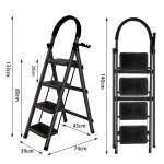 Noir - 133cm escabeau pliant � 4 marches en acier echelle avec poign�e et marchepied antid�rapant capacit� ...
