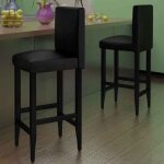 Noir lot de 2 chaises fauteuil - tabourets de bar - design ergonomique - noir similicuir - cadre en bois ...