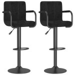 Noir lot de 2 chaises fauteuil - tabourets de bar - design ergonomique - noir velours @eu4403805