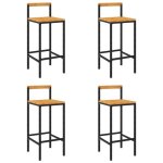 Noir lot de 4 chaises fauteuil - tabourets de bar - style industriel - noir r�sine tress�e et - bois ...