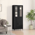 Noir armoire haut / vitrine haut - armoire console meuble de rangement montage mural 2 pcs ch�ne noir ...