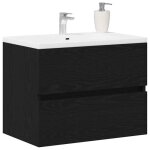 Noir armoire lavabo de bain - sarazyj - meuble sous lavabo - avec tiroir ch�ne noir 60 x 38. 5 x 45 cm ...