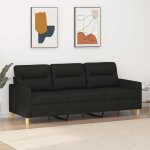 Noir canap� pour 3 places - keethe - sofa fixe - 2?ans garantie - noir 180 cm - tissu ll289