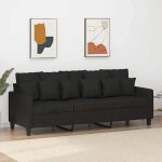 Noir canap� pour 3 places - keethe - sofa fixe - 2?ans garantie - noir 180 cm - tissu ll295