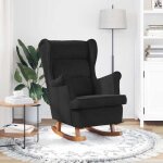 Noir chaise / fauteuil � bascule � oreilles solomon pour salon 1 place en velours noir bois massif ff754 ...